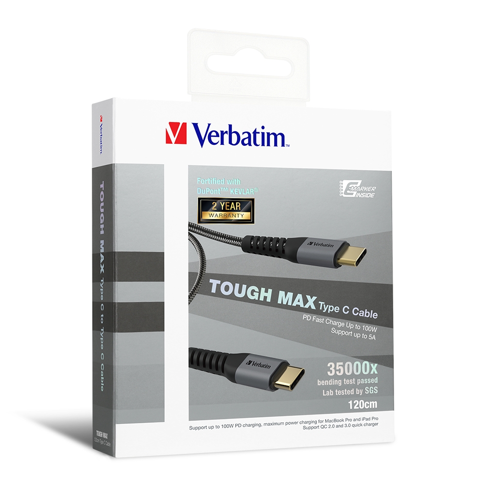 Verbatim Sync & Charge Tough Max Type C to Type C Cable (120cm)