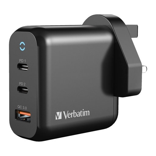 [A/VB/66520] Verbatim 3 Port 65W PD 3.0 & QC 3.0 GaN USB Charger